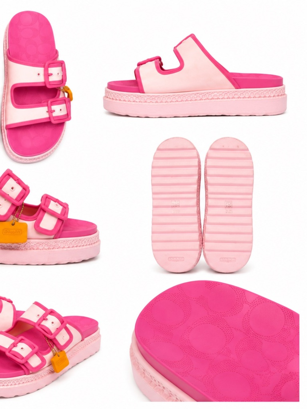 Coach Pink Slide Sandals Size 8 - Picture 4 of 4